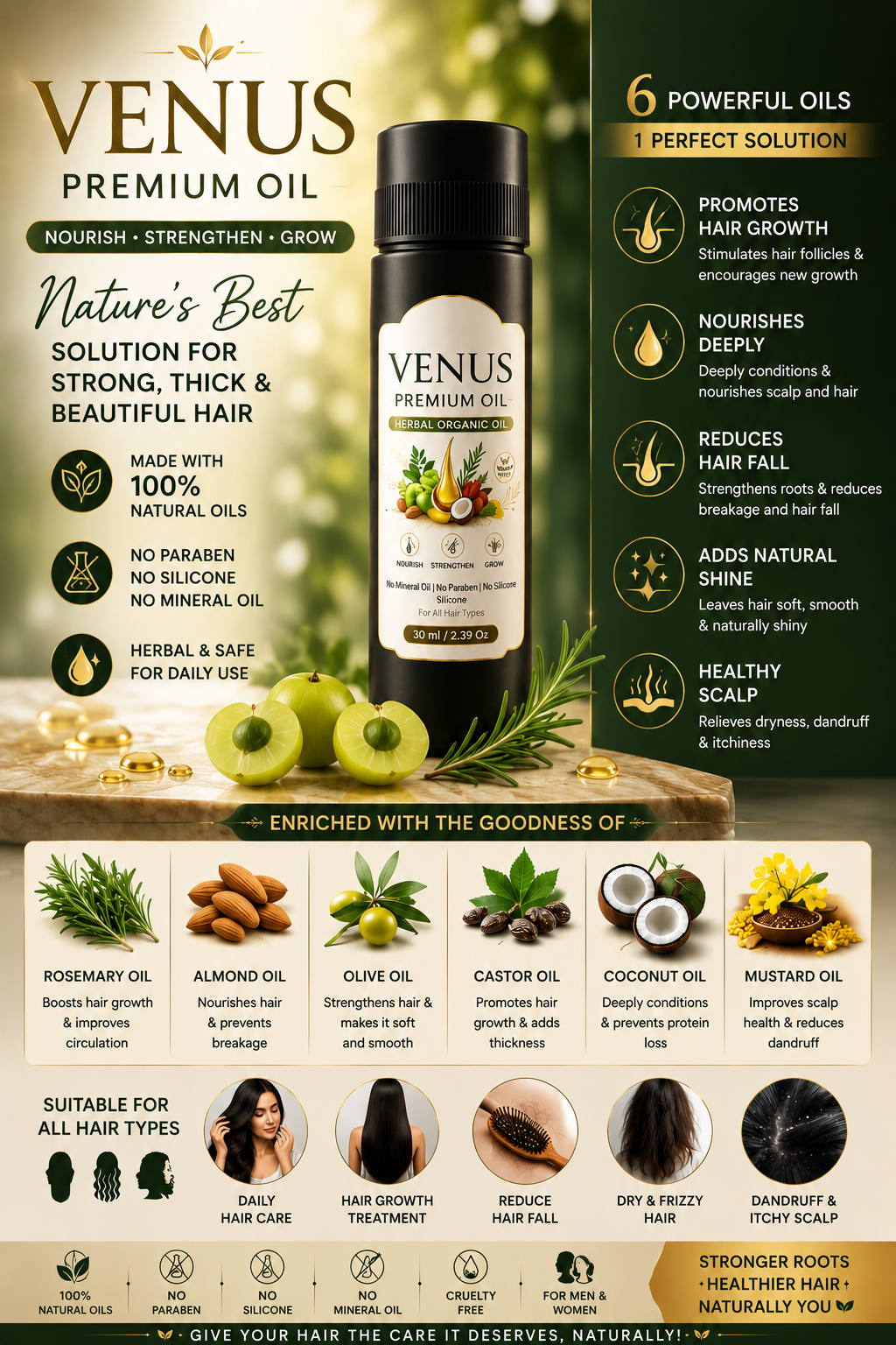 ✨ Venus Premium Oil – Complete Hair Care Solution